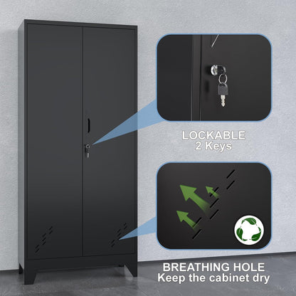 Metal Garage Storage Cabinet for Home,Storage with Doors and Shelves,61" Locking Tool for Office,Garage,Gym,School(61" Home Office Cabinet)