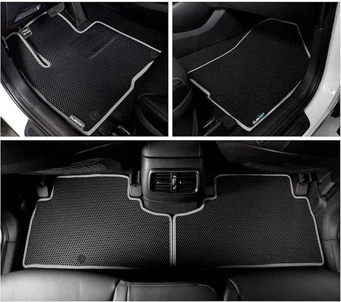 CLIM ART All-Weather Car Floor Mats Compatible with Kia Sorento 2016-2020 EX, L, LX, S, SX, Custom-Fit Heavy-Duty Floor Liners for Cars & SUVs, Car Accessories for Men & Women, Silver - FL941416041