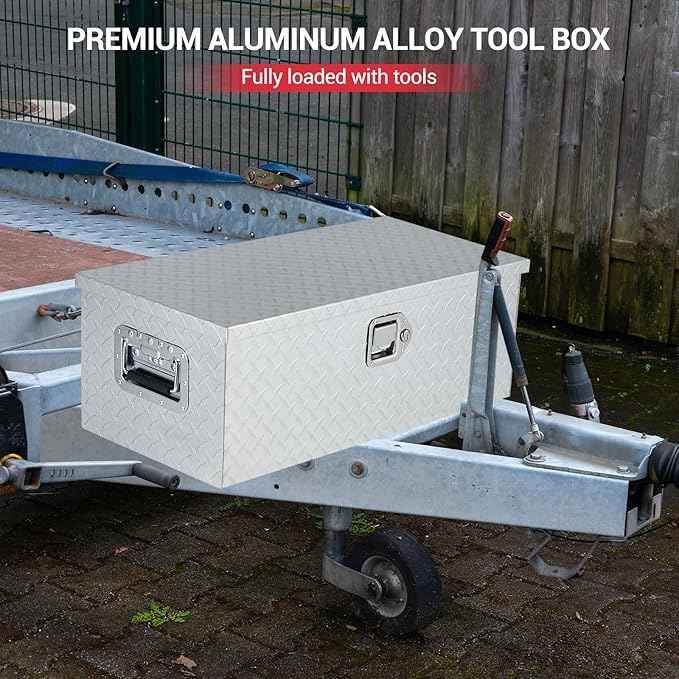 Garvee 30 Inch Aluminum Truck Tool Box, Heavy Duty Truck Bed Storage Box with Side Handle and Lock Keys, Waterproof Tool Boxes Organizer Chest for Pick Up Truck Rv Trailer, Silver
