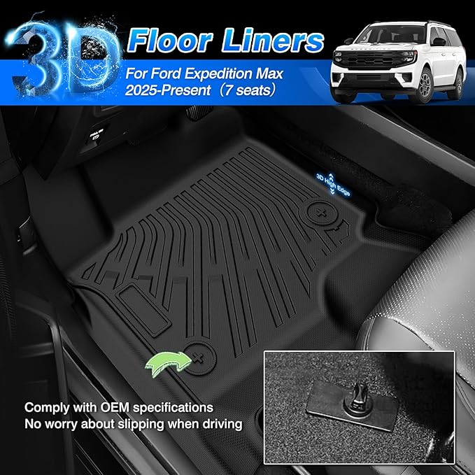 Cartist Ford Expedition max Floor Mats for 2025 2026 Expedition max (7 Seats) Accessories All-Weather Waterproof Car Floor Mats & Cargo Liner for Ford Expedition max 2025 2026