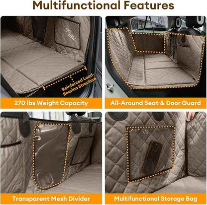 FUNNY FUZZY Dog Car Seat Cover, Back Seat Extender for Dogs - 420Lb Hard Bottom Waterproof Pet Car Seat Cover, 600D Heavy Duty Pet Hammock with Non-Slip Bottom for Cars, SUV, Trucks