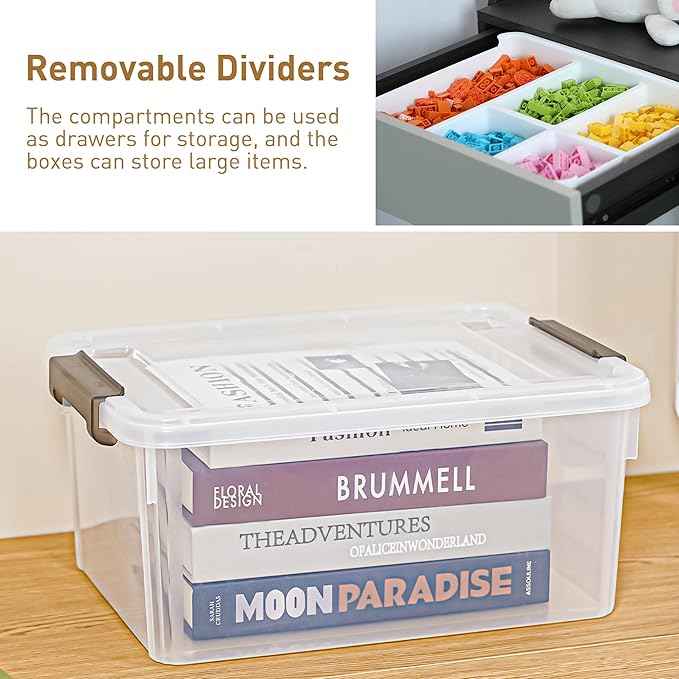 Citylife 17 QT Plastic Storage Box with Removable Tray Craft Organizers and Storage Clear Storage Container for Organizing Bead, Tool, Sewing, Playdoh, 2 Packs
