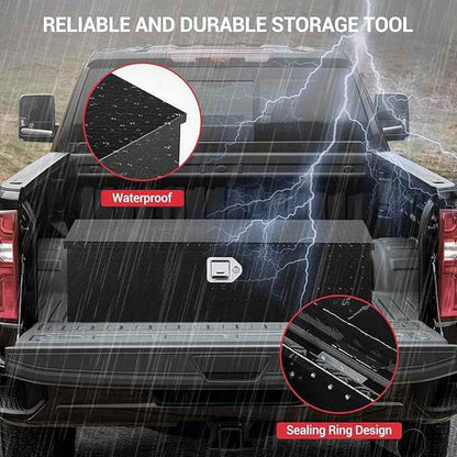 39 in Aluminum Truck Tool Box, Truck Bed Storage Box with Security Lock and Wider Handles, Heavy Duty Waterproof Tool Box Organizer Chest for Pick Up Truck Rv Trailer - Black
