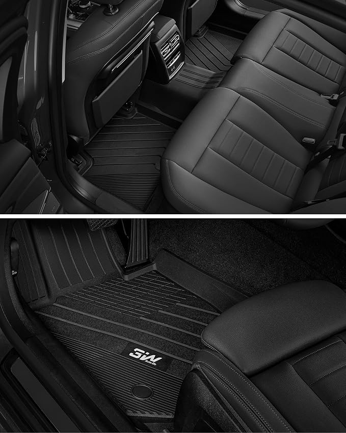 3W Floor Mats Custom Fit for 2019-2024 2025 BMW 3 Series G20 3 Series 330i 330e Sedan, TPE All Weather Floor Liner, 1st and 2nd Row Full Set Car Mats Accessories (NOT for GT & 2 Door), Carpet Included