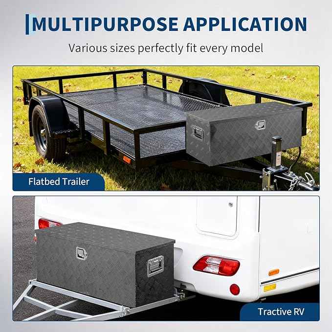 Truck Bed Tool Box Aluminum with Lock and Keys, 36x15x15 Inch, Weatherproof Storage Chest Organizer, Side Handles, Gas Strut Lid, Large Capacity Heavy Duty Steel Metal Tool Box for Pickup, Trailer, RV