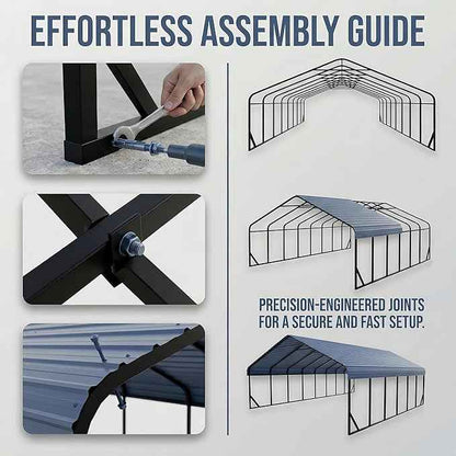 Heavy Duty 20x30 FT Metal Carport for 3 Cars - All-Weather Car Garage Kit with Reinforced Frame and Safe Boat Cover, Car Canopy Shelter for Yard Protection