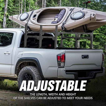 Adjustable Ladder Bed Racks Compatible with Silverado/Sierra/Ram/Ford F-Series/Tacoma/Tundra/Titan/Frontier/Colorado/Canyon/JT/Ranger/Maverick, Universal Truck Cargo Rack