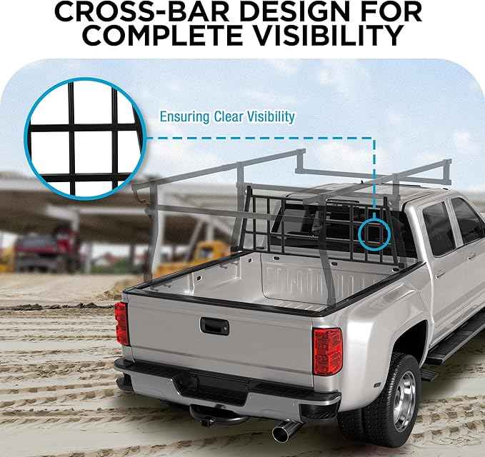 Rockland Adjustable Pickup Truck Headache Rack, Fits 45" to 66" Beds, No-Drill Bolt-On Mount, Compatible with Most Full Size Pickup