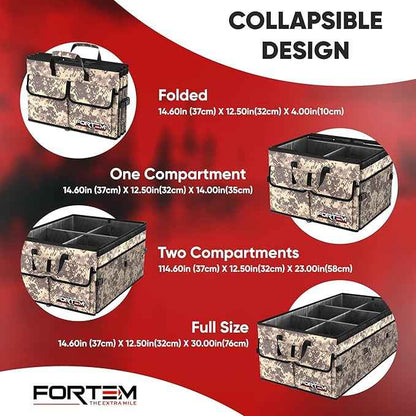 FORTEM Trunk Organizer For SUV Car Trunk Organizer, Foldable Storage, Car Accessories for Women Men, Collapsible Bag, Perfect Christmas Gifts, 600D Oxford, Non Slip Bottom, Straps, Soft Cover (85L)