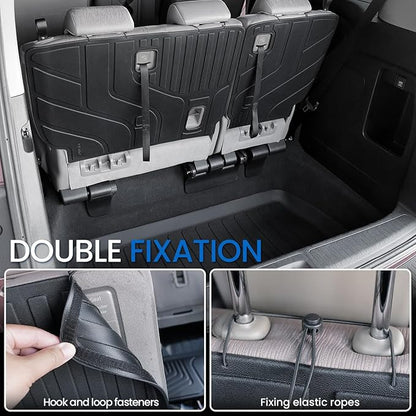 Floor Mats Set for 2018-2026 Honda Odyssey, All Weather TPE Backrest Mat Trunk Mat Cargo Liner for Stowed Flat 3rd-Row Seating and Well Area Accessories(Full Mats Set for Full Coverage)