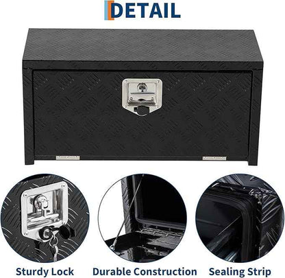 Garvee 18 Inch Heavy Duty Aluminum Tool Underbody Box, Waterproof Square Truck Storage Organizer Chest for Pick Up Truck Bed, Rv Trailer (18" X 12" X 14" - Black)