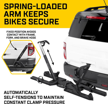 Saris SuperClamp G4 2-Bike Hitch Rack – Lightweight Platform Bike Carrier, Zero Frame Contact, Tool-Free, Tilt & Fold, Supports eBikes, Fits 1.25" & 2" Hitch – Carries 2 Bicycles Up to 60 lb. Each
