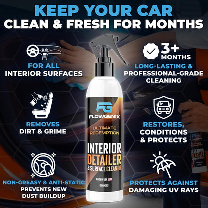 Interior Car Cleaner and Protectant Spray - Interior Detailer and Restoration for Seats, Upholstery, Dashboard, Vinyl, Trim & more - Automotive Detailing Spray for Cars, Motorcycle, RV