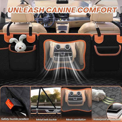 Back Seat Extender for Dogs, Dog Car Seat Cover with Hard Bottom, Waterproof Dog Hammock for Car, Truck Pet Seat Cover, Holds 420lbs (Black)