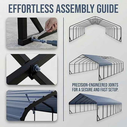 Heavy Duty 20x40 FT Metal Carport for 4 Cars - All-Weather Car Garage Kit with Reinforced Frame and Safe Boat Cover, Car Canopy Shelter for Yard Protection