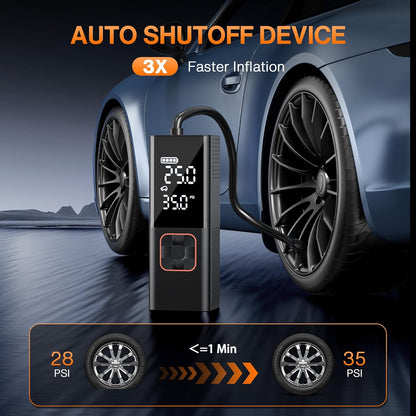 Tire Inflator Portable Air Compressor, Air Pump for Car Tires Pump with Tire Pressure Gauge 160 PSI Night LED Light Electric Portable Tire Inflator for Cars, Bike, Motorcycle, Bicycle and Balls