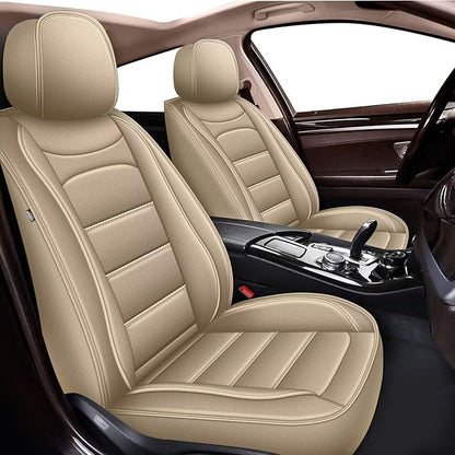Car Seat Covers for Hyundai Sonata 2007-2025 2026: Luxury Leather Striped Automotive Seat Cover Waterproof Seat Protectors Compatible Airbag (2PCS Front,Black)