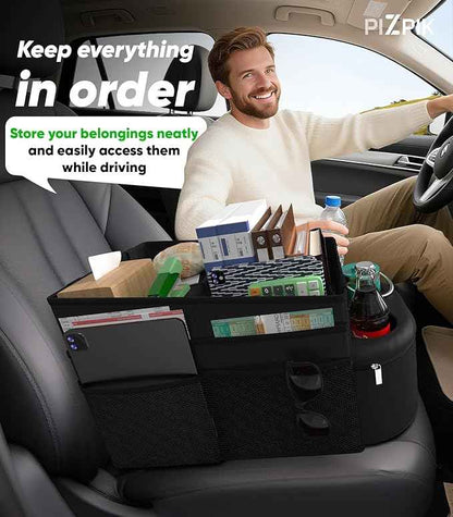 Car Backseat Organizer with Tray(1Pack) and Multi-Functional Car Storage Box with Cooler
