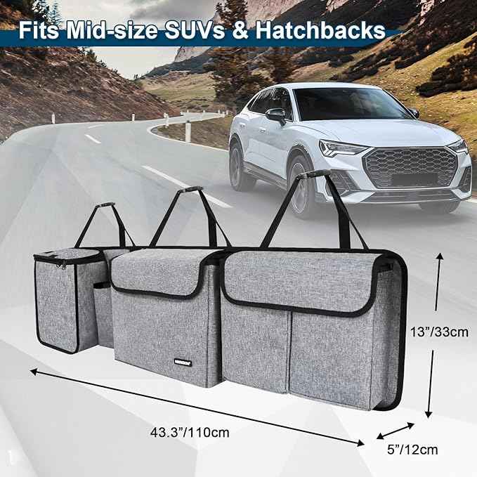 Deluxe Trunk and Backseat Organizer for Medium or large size SUVs & RVs, Detachable Storage Modules with Built-in Cooler, Patent Pending
