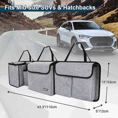Deluxe Trunk and Backseat Organizer for Medium or large size SUVs & RVs, Detachable Storage Modules with Built-in Cooler, Patent Pending