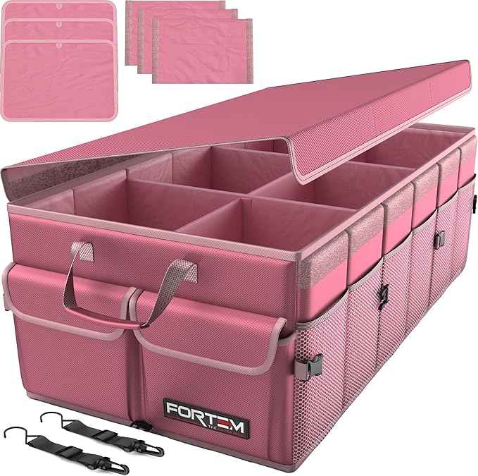 FORTEM Trunk Organizer For SUV Car Trunk Organizer, Foldable Storage, Car Accessories for Women Men, Collapsible Bag, Perfect Christmas Gifts, 600D Oxford, Non Slip Bottom, Straps, Soft Cover (85L)
