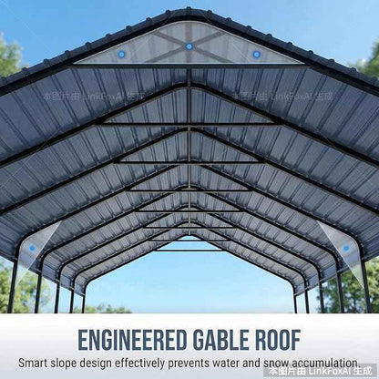 20x30 ft Metal Carport & Portable Garage, Heavy Duty with Galvanized Steel Roof & Frame - Large Tall Carports Canopy for Snow, Grey for Outdoor Garages