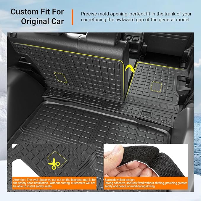 powoq Fuel Floor Mat Compatible with 2017-2022 Honda CRV Trunk Mat Floor Liner TPE Cargo Mat Replacement for 2017-2022 Honda CRV Accessories (Fit 17-22 Fuel Model, Trunk+Backrest+Floor Mat)