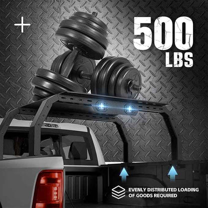 Adjustable 20-22.87" High Truck Bed Racks with 2 Led Lights Compatible with Tacoma/Tundra/Silverado 1500/ Sierra 1500/ Ram 1500/ Titan/Frontier/Canyon/Colorado/JT/Ford F-Series/Ranger
