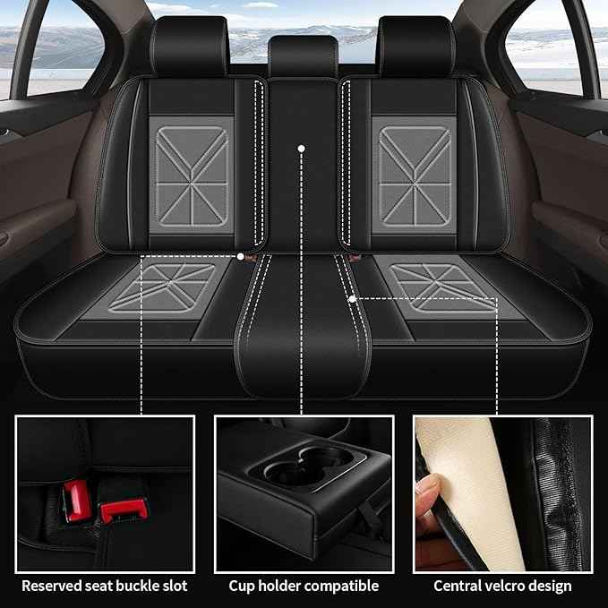 Car Seat Covers Full Set Fit for Chevy Equinox 2011-2024 2025 2026: 5 Seat Auto Interior Accessories, Waterproof Faux Leather Vehical Car Seat Cushions Cover Black&Grey