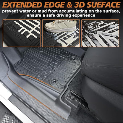 TripleAliners for Tacoma 2024 2025 Double Cab Floor Mats (Fit Hybrid ONLY) All Weather Floor Liners Compatible with 2024+ Toyota Tacoma Accessories Front & Rear Mats Custom Fit, 3PCS(Not for Gasoline)