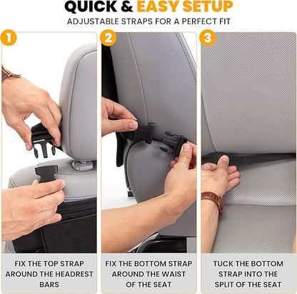 EcoNour Car Back Seat Organizer & Kick Mat Protector 2 Pack – Waterproof Car Seat Back Protectors for Kids with Storage Pockets, Backseat Cover for Dirt, Mud & Scratch Protection, Travel Accessories