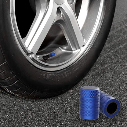 CKAuto Tire Valve Stem Caps, Blue, 4 pcs/Pack, Anodized Aluminum Tire Valve Cap Set, Corrosion Resistant, Universal Stem Covers for Cars Trucks Motorcycles SUVs and Bikes