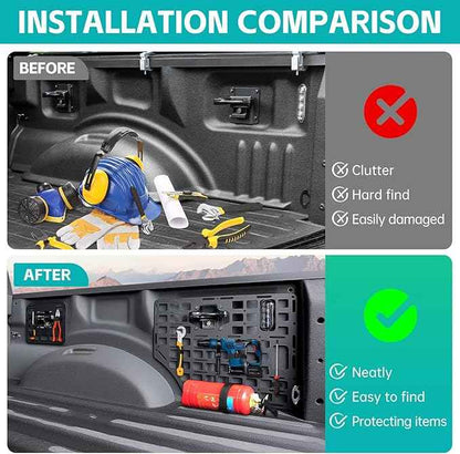 Side Truck Bed Molle Panel Rack System Compatible with 2015-2023 Ford F150 Accessories 5.5FT Cargo Storage Organizer Tools Rack Fit for 2015-2023 F-150 Accessories