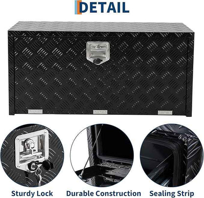 Garvee 30 Inch Heavy Duty Aluminum Tool Underbody Box, Waterproof Square Truck Storage Organizer Chest for Pick Up Truck Bed, Rv Trailer (30" X 18" X 18" - Black)
