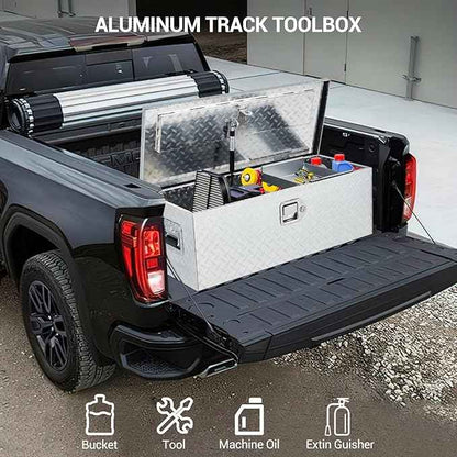 Garvee 30 Inch Aluminum Truck Tool Box, Heavy Duty Truck Bed Storage Box with Side Handle and Lock Keys, Waterproof Tool Boxes Organizer Chest for Pick Up Truck Rv Trailer, Silver
