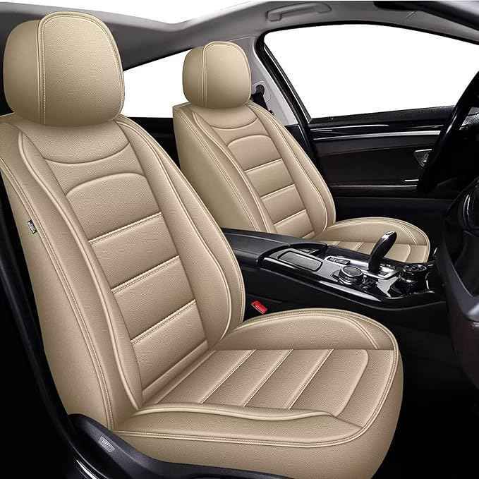 Car Seat Covers Fit for Hyundai Palisade 2020-2025 2026: Front Seats Covers Auto Interior Accessories, Faux Leather Waterproof Seat Cushions Vehical Cover (Beige)