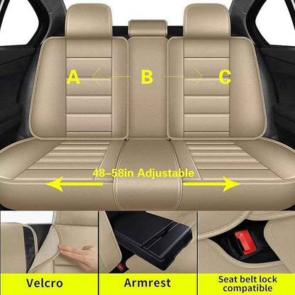 Car Seat Covers for Hyundai Kona 2018-2025 2026: Luxury Leather Striped Automotive Seat Cover Waterproof Seat Protectors Compatible Airbag (5 Seats,Black)