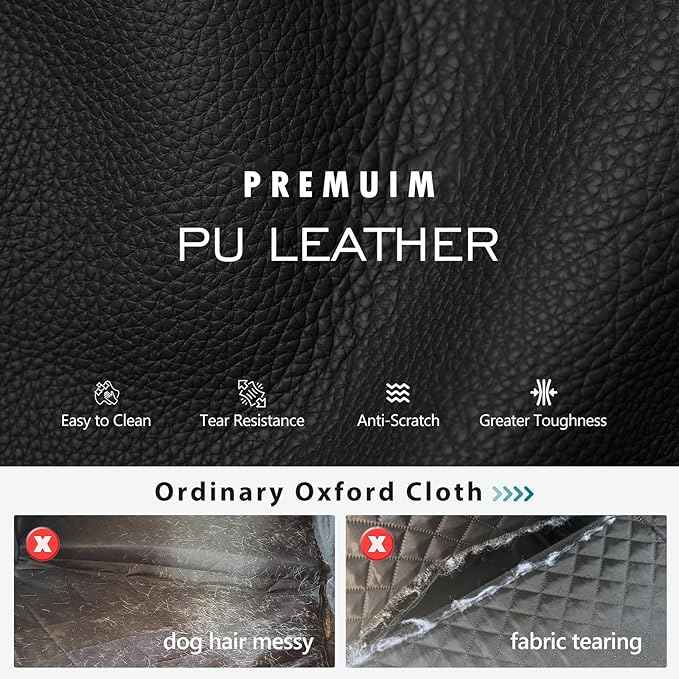 Back Seat Extender for Dogs Upgraded Anti-Scratch PU Leather, Hard Bottom Dog Car Seat Cover for Back Seat, Backseat Extender for Dogs, Waterproof Dog Hammock for Car, SUV, Small Truck, Black