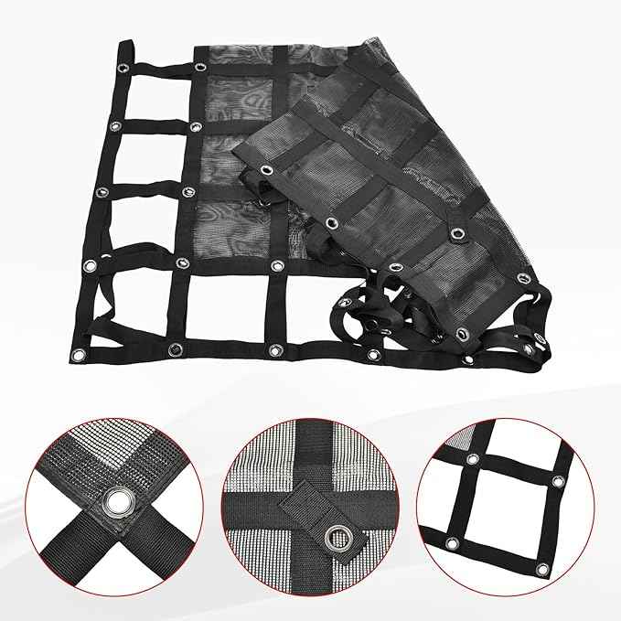 Heavy Duty 57" x 72" Truck Bed Cargo Net with Adjustable Cam Buckles & S-Hooks & Cross Strap,4.75' x 6' Cargo Net with 1500LBS Capacity for Pickup Truck Bed Trailer SUV Jeeps