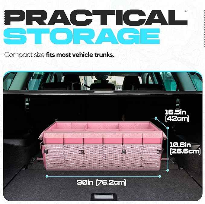 FORTEM Trunk Organizer with Cooler For SUV Car Trunk, Foldable Storage, Car Accessories for Women Men, Collapsible Bag, Perfect Christmas Gifts, 600D Oxford, Non Slip Bottom, Straps, Soft Cover (105L)