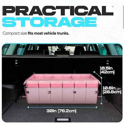 FORTEM Trunk Organizer with Cooler For SUV Car Trunk, Foldable Storage, Car Accessories for Women Men, Collapsible Bag, Perfect Christmas Gifts, 600D Oxford, Non Slip Bottom, Straps, Soft Cover (105L)