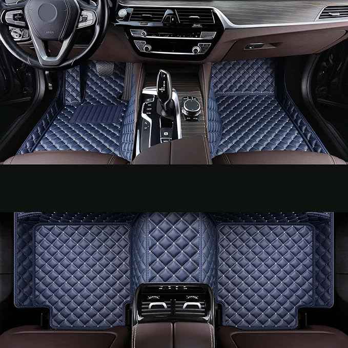 Car Floor Mat Fit 99% Sedans Sports Cars Luxury Custom Car Mats for SUV Women Leather Automotive Floor Mats All Weather Car Mats Diamond Floor Mats for Trucks (3D Luxury Blue)