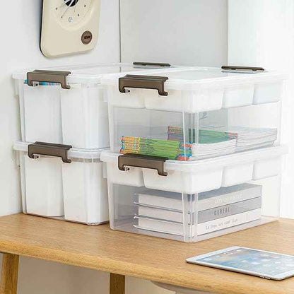 Citylife 17 QT Plastic Storage Box with Removable Tray and 6 Detachable Tall Inserts Craft Organizers and Storage Clear Storage Container for Organizing Crayon, Craft, Sewing, Playdoh, 4 Packs
