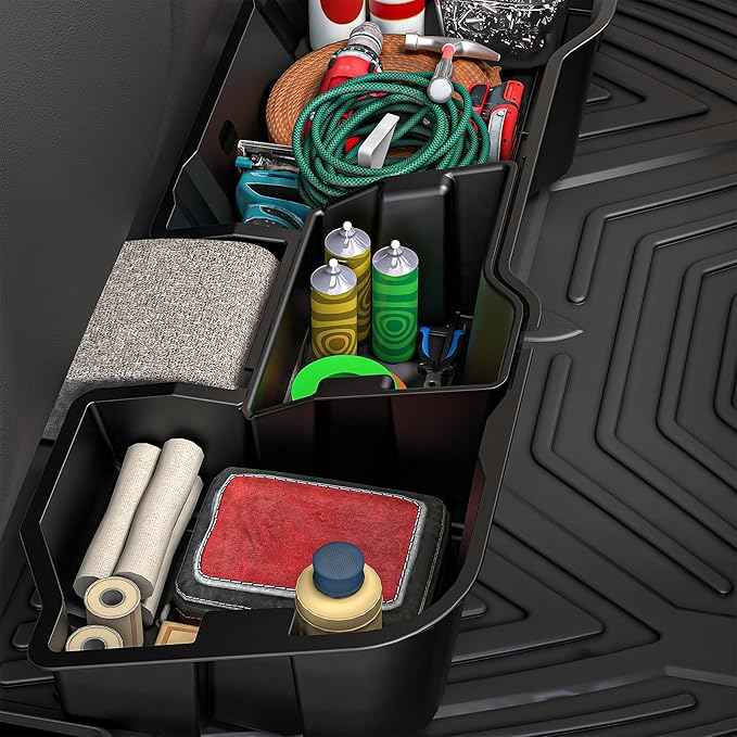 oEdRo Upgraded Under Seat Storage Box Fit with 2019-2026 Chevy Silverado/GMC Sierra 1500, 2020-2026 Silverado/Sierra 2500HD 3500HD Double Cab & Crew Cab, 2-in-1 Underseat Storage Black Tool Box