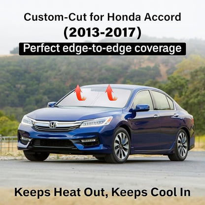 EcoNour Windshield Sun Shade Compatible for Honda Accord 2013–2017 | Sedan Front Window Sunshade | Foldable 4-Layer Sun Visor Protector | UV & Heat Blocking | Keeps Interior Cool