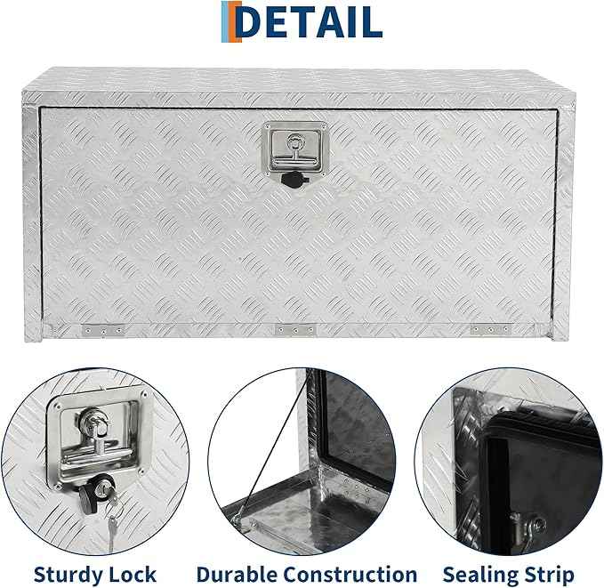 Trailer Tongue Box, Heavy Duty Storage With Lock and Keys, Utility Truck Tool Box Storage Organizer, Tool Chest for Pickup Truck Bed, RV, 24"x18"x18" (24"x18"x18"- Sliver)