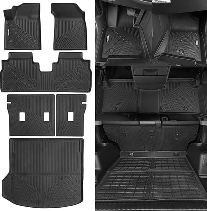Custom Fit Floor Mats for 2024 2025 2026 Chevy Equinox EV Electric (Non Fuel), All Weather TPE Floor Liners with Trunk Mat & Backrest Protectors, Odorless Full Set Interior Accessories