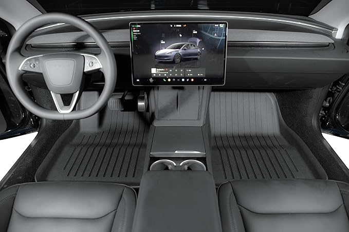 SUPER LINER Tesla Model 3 Floor Mats 2025 2026 2024 | Custom Fit All-Weather 8-Piece Set TPE Material | Tesla Model 3 Highland Floor Mats&Seatback Mats&Cargo Liner, Trunk&Interior Accessories