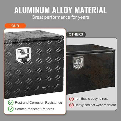 VEVOR Underbody Truck Box, 30"×14"×16" Pickup Storage Box, Heavy Duty Aluminum Diamond Plate Tool Box with Lock and Keys, Waterproof Trailer Storage Box with T-Handle Latch for Truck, Van, Trailer