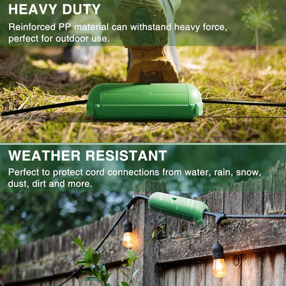 Flemoon [6 Pack] Outdoor Extension Cord Safety Cover with Waterproof Seal, Weatherproof Electrical Connection Box to Protect Outdoor Outlet, Plug, Socket, Christmas Holiday Decoration Light, Green